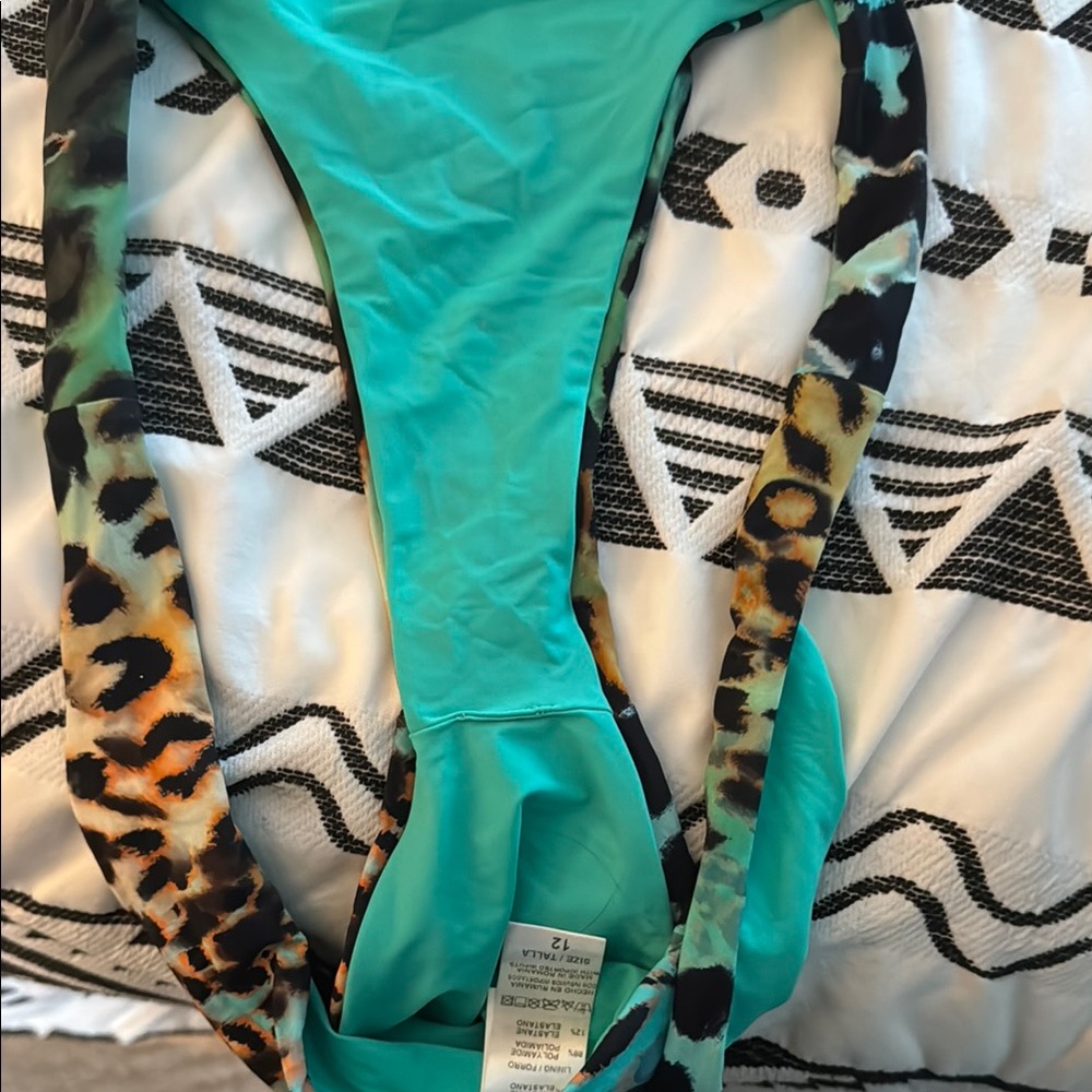 Leopard Print Green Bikini Bottom - Picture 4 of 4